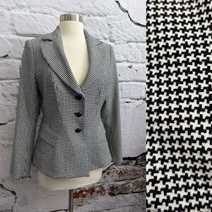 WHBM Black and White Houndstooth Blazer Classic Capsule Business Work Retro